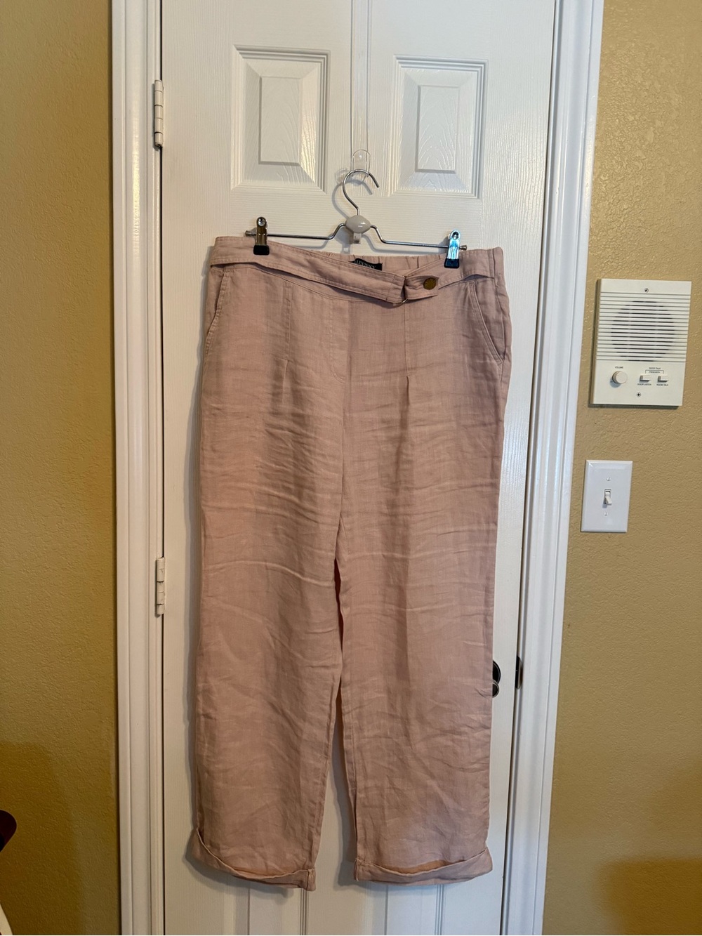Ellen Tracy Relaxed Wide-Leg Linen-Blend Pants in Dusty Rose